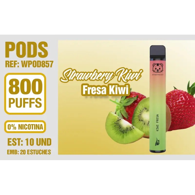 Pod Desechable 800 Puffs 0% Nicotina Strawberry Kiwi (Fresa-Kiwi)