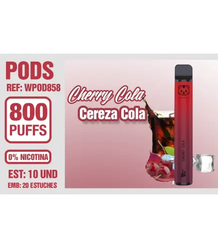 Pod Desechable 800 Puffs 0% Nicotina Cherry Cola ( Cereza Cola)