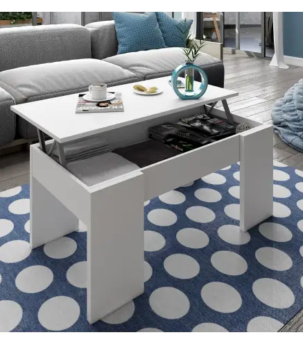 FLOW Mesa centro elevable Blanco Artik