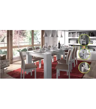 FUNZIONALE CONSOLA comedor 90x50-237 EXTENSIBLE Blanco Brillo