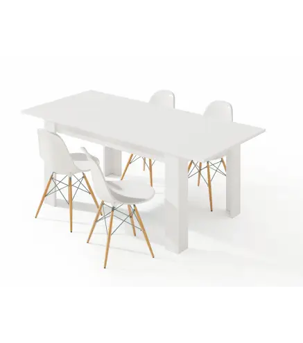PRACTICO Mesa de comedor 90x140-190 EXTENSIBLE Blanco Artik
