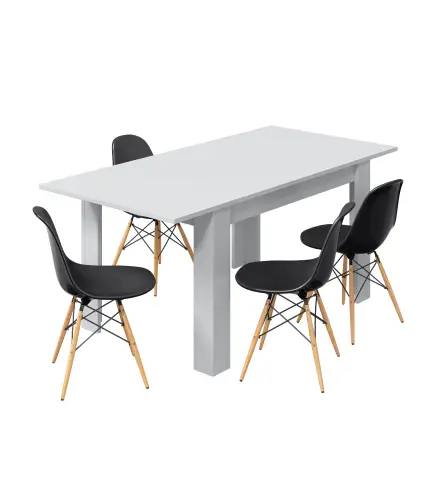 PRACTICO Mesa de comedor 90x140-190 EXTENSIBLE Blanco Brillo