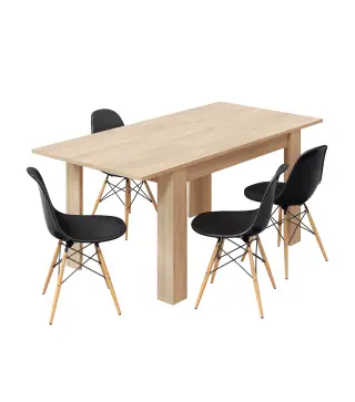 PRACTICO Mesa de comedor 90x140-190 EXTENSIBLE Roble Canadian