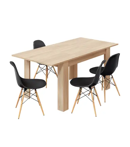 PRACTICO Mesa de comedor 90x140-190 EXTENSIBLE Roble Canadian