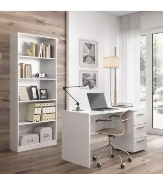 THEON Mesa despacho 3 cajones Blanco Artik