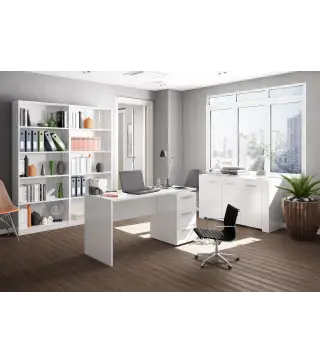 THEON Mesa despacho 3 cajones Blanco Artik