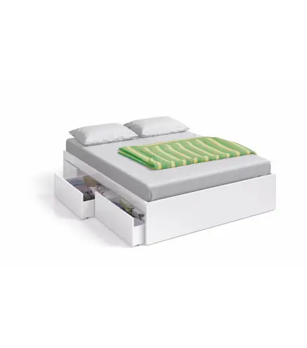 BED Cama 150 con 4 cajones (para somier de 190x150) Blanco Artik