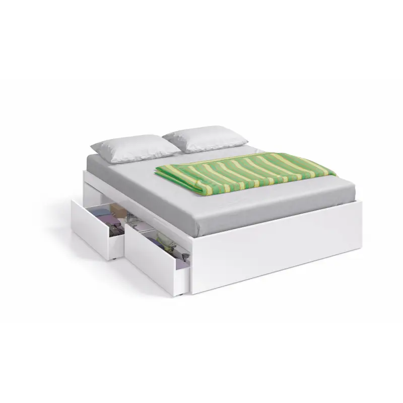 BED Cama 150 con 4 cajones (para somier de 190x150) Blanco Artik