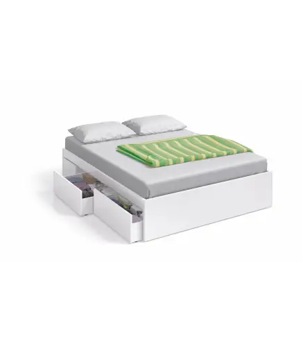 BED Cama 150 con 4 cajones (para somier de 190x150) Blanco Artik