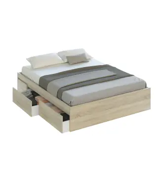 BED Cama 150 con 4 cajones (para somier de 190x150) Roble Canadian