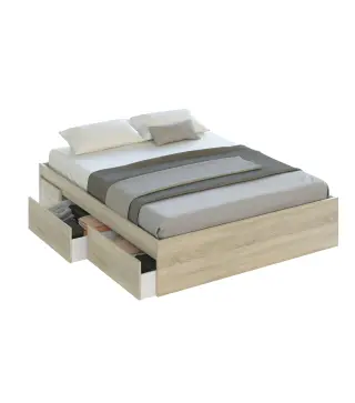 BED Cama 150 con 4 cajones (para somier de 190x150) Roble Canadian