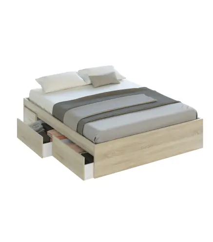BED Cama 150 con 4 cajones (para somier de 190x150) Roble Canadian