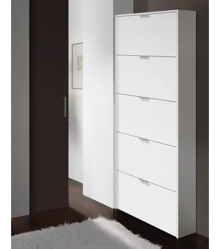 MAELYS Zapatero 5 puertas (15 pares) Blanco Brillo