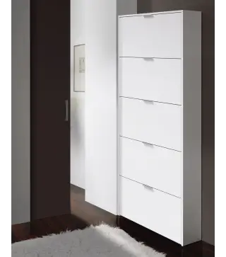 MAELYS Zapatero 5 puertas (15 pares) Blanco Brillo