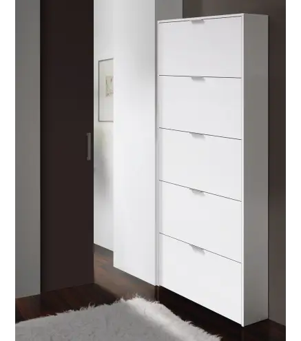 MAELYS Zapatero 5 puertas (15 pares) Blanco Brillo