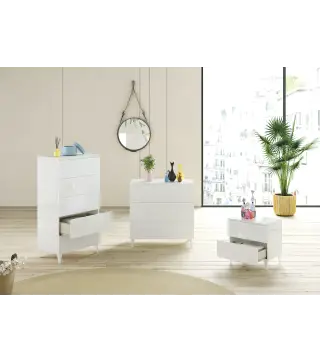 DIVA Mesita 2 cajones + 4 patas Blanco Brillo