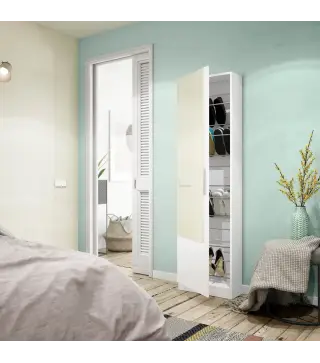 GUSTO Zapatero 1puerta + espejo (6 alturas-12varillas) Blanco Artik