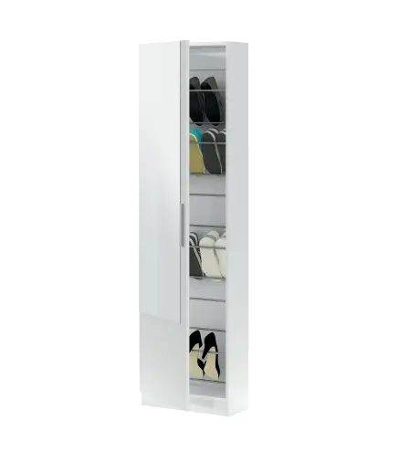 GUSTO Zapatero 1puerta + espejo (6 alturas-12varillas) Blanco Artik