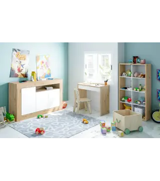 JUNIOR Mesa escritorio cajón Roble Nodi/Bl.Artik