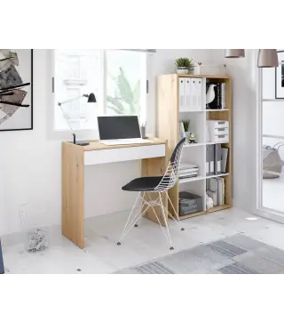 JUNIOR Mesa escritorio cajón Roble Nodi/Bl.Artik