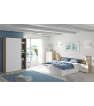 NOON PLUS Cabezal + 2 mesitas (2C) Roble Canadian/Blanco Artik