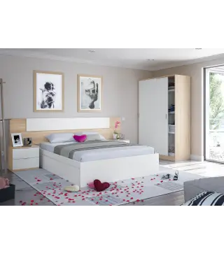 NOON PLUS Cabezal + 2 mesitas (2C) Roble Canadian/Blanco Artik