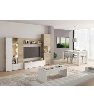 DISEGNO Salón compacto 260 Roble Canadian/Bl.Brillo