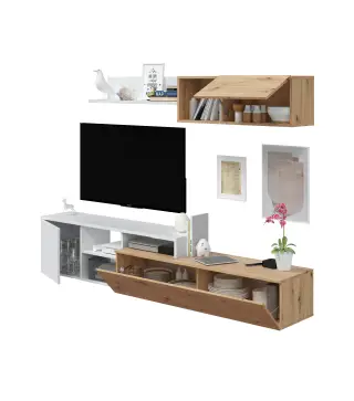 NEXO PLUS Salón TV Roble Nodi/Bl.Artik