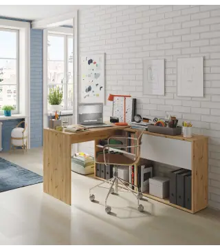 DUO Mesa escritorio-estanteria (vertical-horizontal) R.Nodi/Bl.Artik