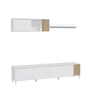 TEMPUS Salón mueble TV Blanco Artik/Natur
