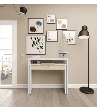 TYRION Consola escritorio Roble Canadian/Blanco Artik