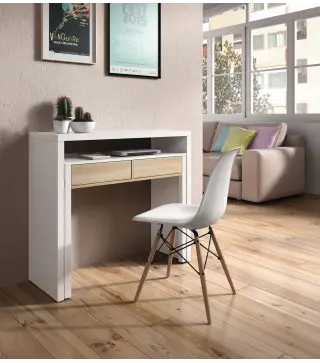 TYRION Consola escritorio Roble Canadian/Blanco Artik