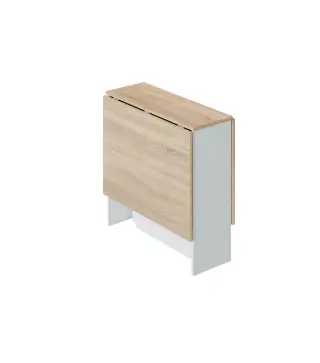 VOLARE Mesa cocina alas abatibles 31-140cm Roble Canadian/Blanco Artik