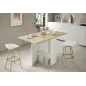 VOLARE Mesa cocina alas abatibles 31-140cm Roble Canadian/Blanco Artik