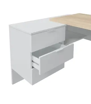 STYLE Mesa despacho con buc (reversible) Roble Canadian/Blanco Artik