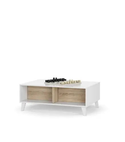 STYLUS PLUS Mesa centro elevable Bl.Brillo/R.Canadian