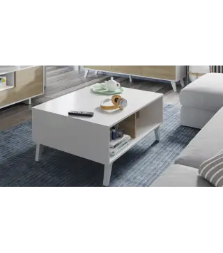 STYLUS PLUS Mesa centro elevable Bl.Brillo/R.Canadian