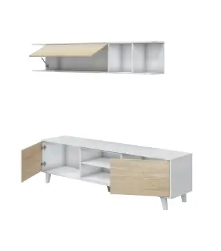 STYLUS PLUS Módulo TV + estante colgar Bl.Brillo/R.Canadian