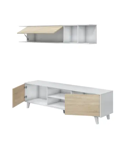 STYLUS PLUS Módulo TV + estante colgar Bl.Brillo/R.Canadian