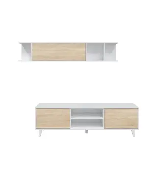 STYLUS PLUS Módulo TV + estante colgar Bl.Brillo/R.Canadian