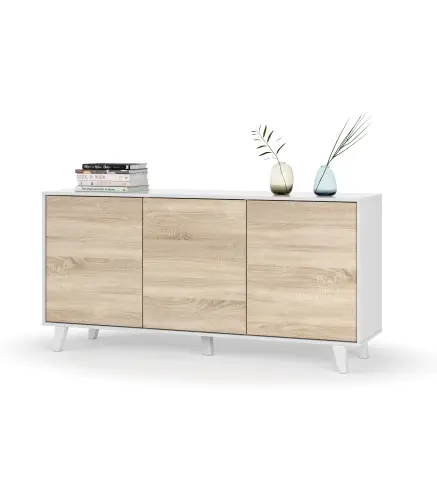 STYLUS PLUS Aparador 3 puertas Bl.Brillo/R.Canadian