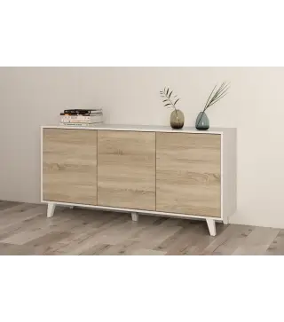 STYLUS PLUS Aparador 3 puertas Bl.Brillo/R.Canadian