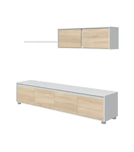 HOME Salón TV Roble Canadian/Blanco Artik