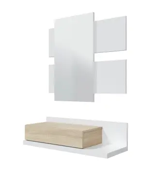 MODERN Recibidor 1c + espejo Blanco Artik/Roble Canadian