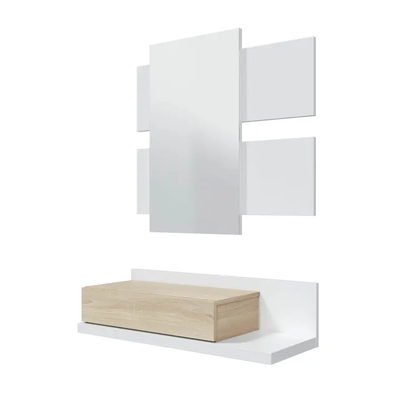 MODERN Recibidor 1c + espejo Blanco Artik/Roble Canadian