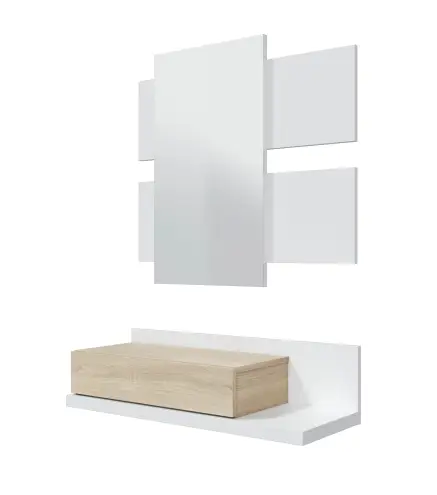 MODERN Recibidor 1c + espejo Blanco Artik/Roble Canadian