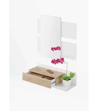 MODERN Recibidor 1c + espejo Blanco Artik/Roble Canadian