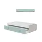 ENJOY Cama NIDO JUVENIL (SIN somier + 1 cajón-cama + ESTANTERIA)(camas 190x90) Blanco Alpes/Verde Acqua