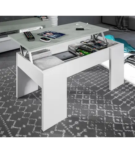 FLOW Mesa de centro elevable Cemento/ Bl. Artik