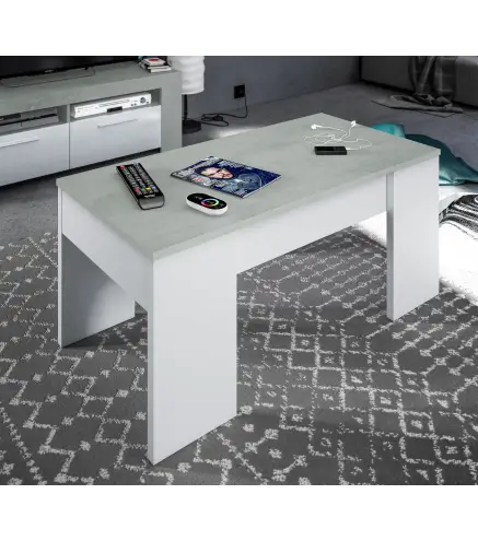 FLOW Mesa de centro elevable Cemento/ Bl. Artik